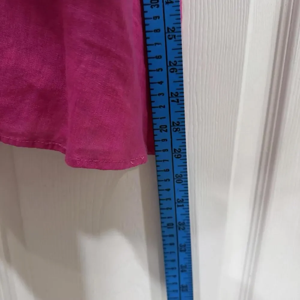 120% Lino Women's Pink Linen Long Sleeve A-Line‎ Dress (16” Pit To Pit) Small?